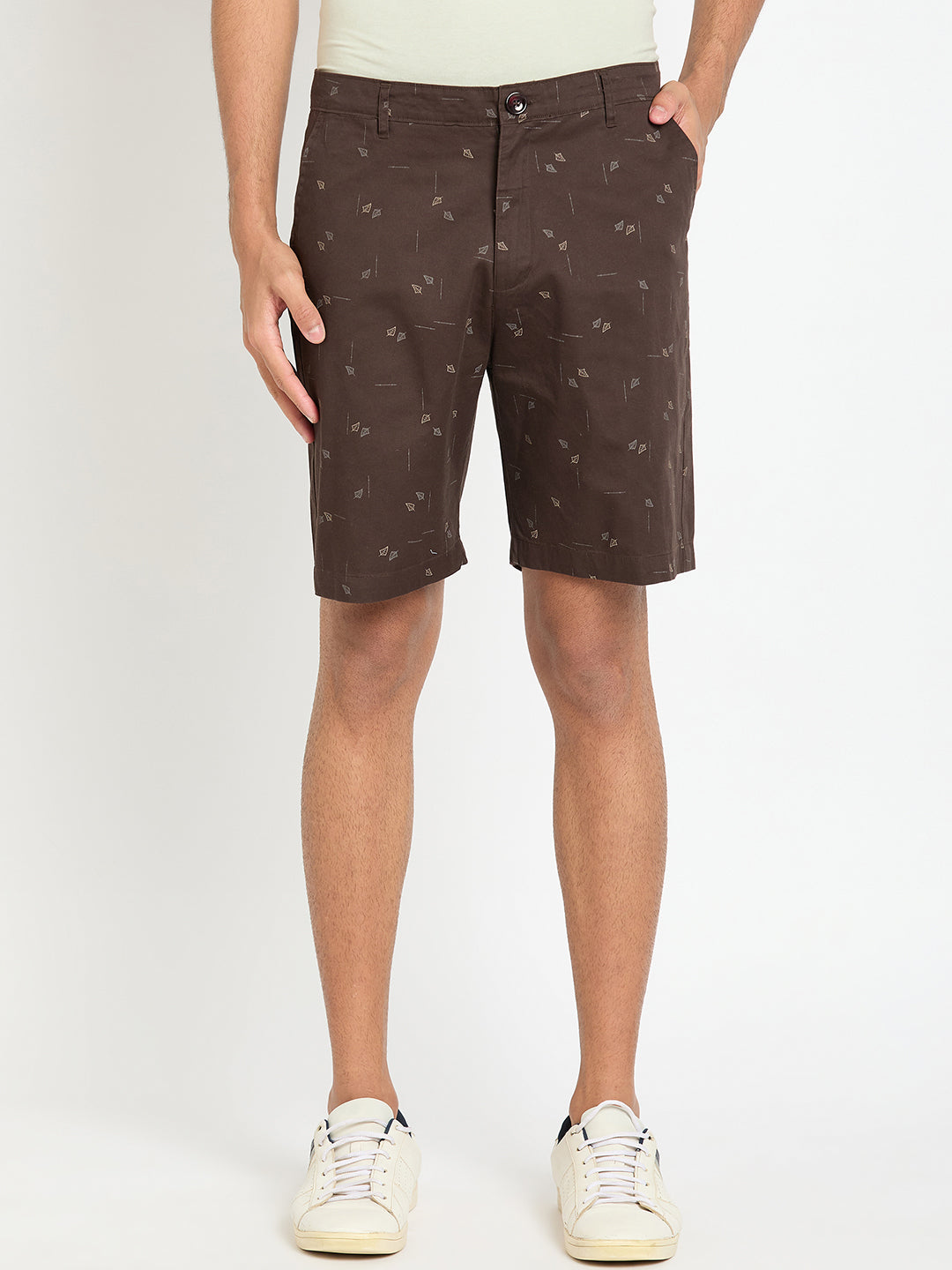 Dark Brown Printed Short