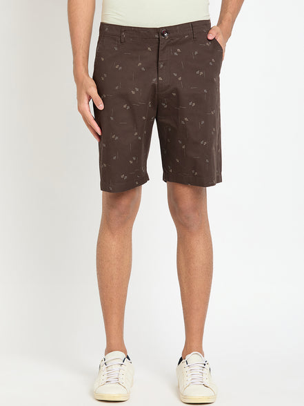 Dark Brown Printed Short