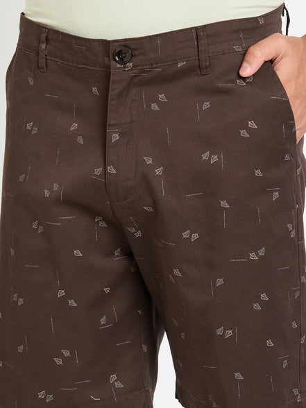 Dark Brown Printed Short