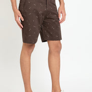 Dark Brown Printed Short