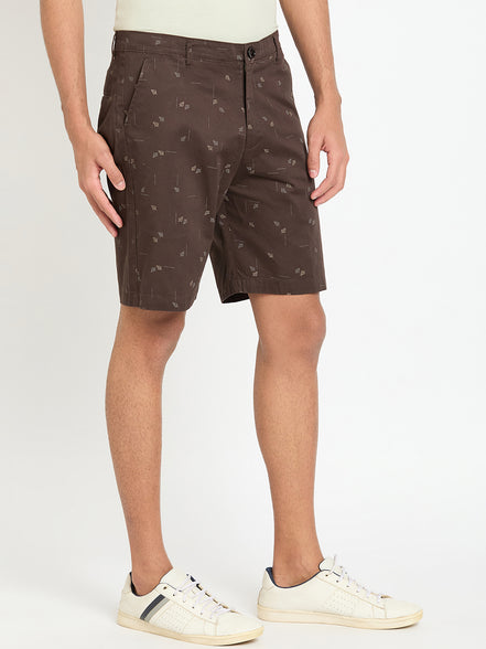 Dark Brown Printed Short
