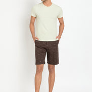 Dark Brown Printed Short