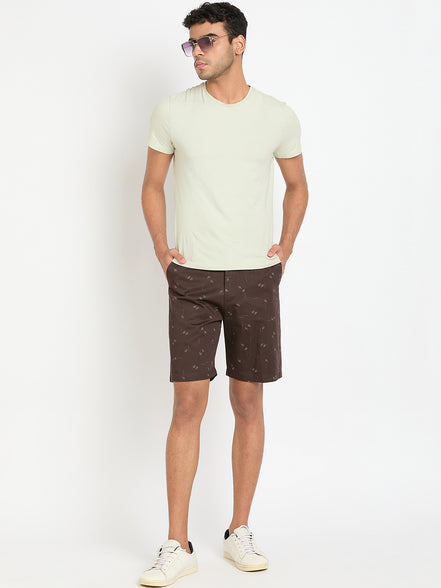 Dark Brown Printed Short