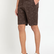 Dark Brown Printed Short