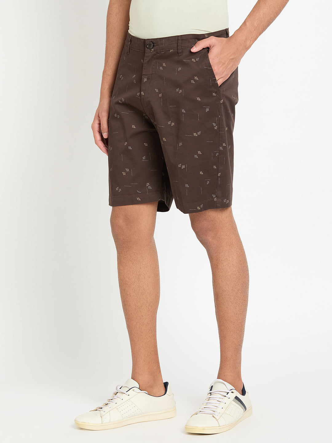 Dark Brown Printed Short