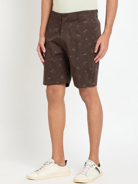Dark Brown Printed Short