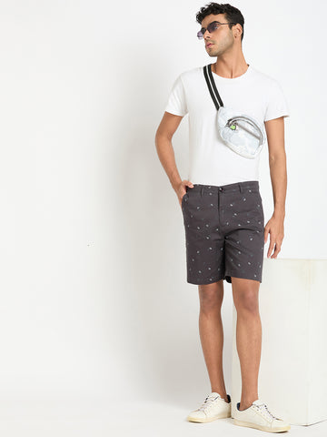 Dark Grey Printed Short