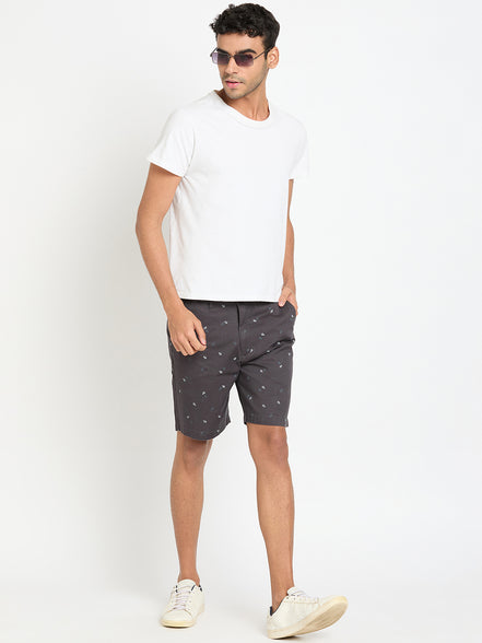 Dark Grey Printed Short