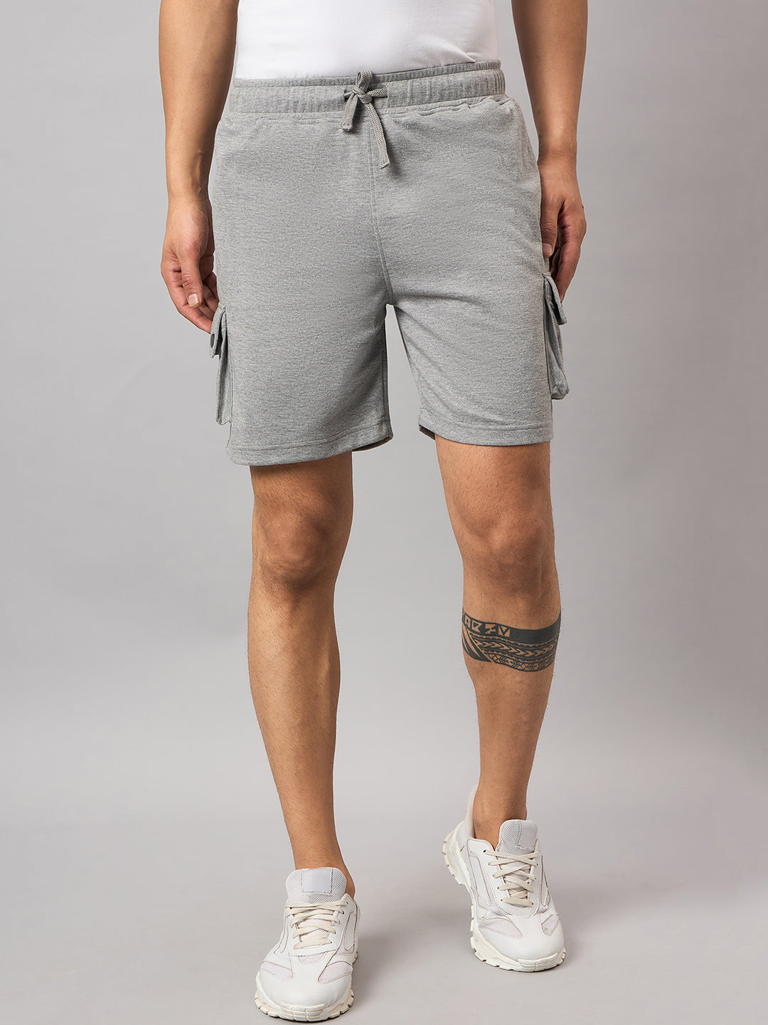 Grey Melange Solid Short