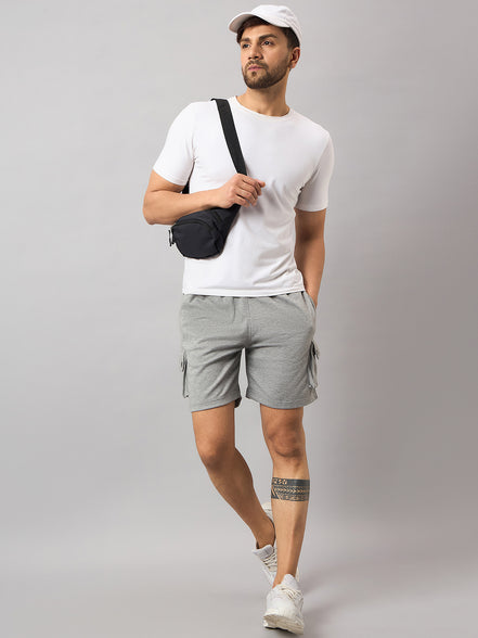 Grey Melange Solid Short