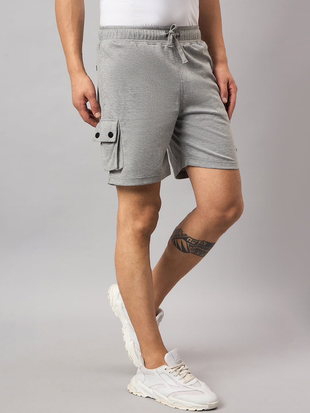 Grey Melange Solid Short