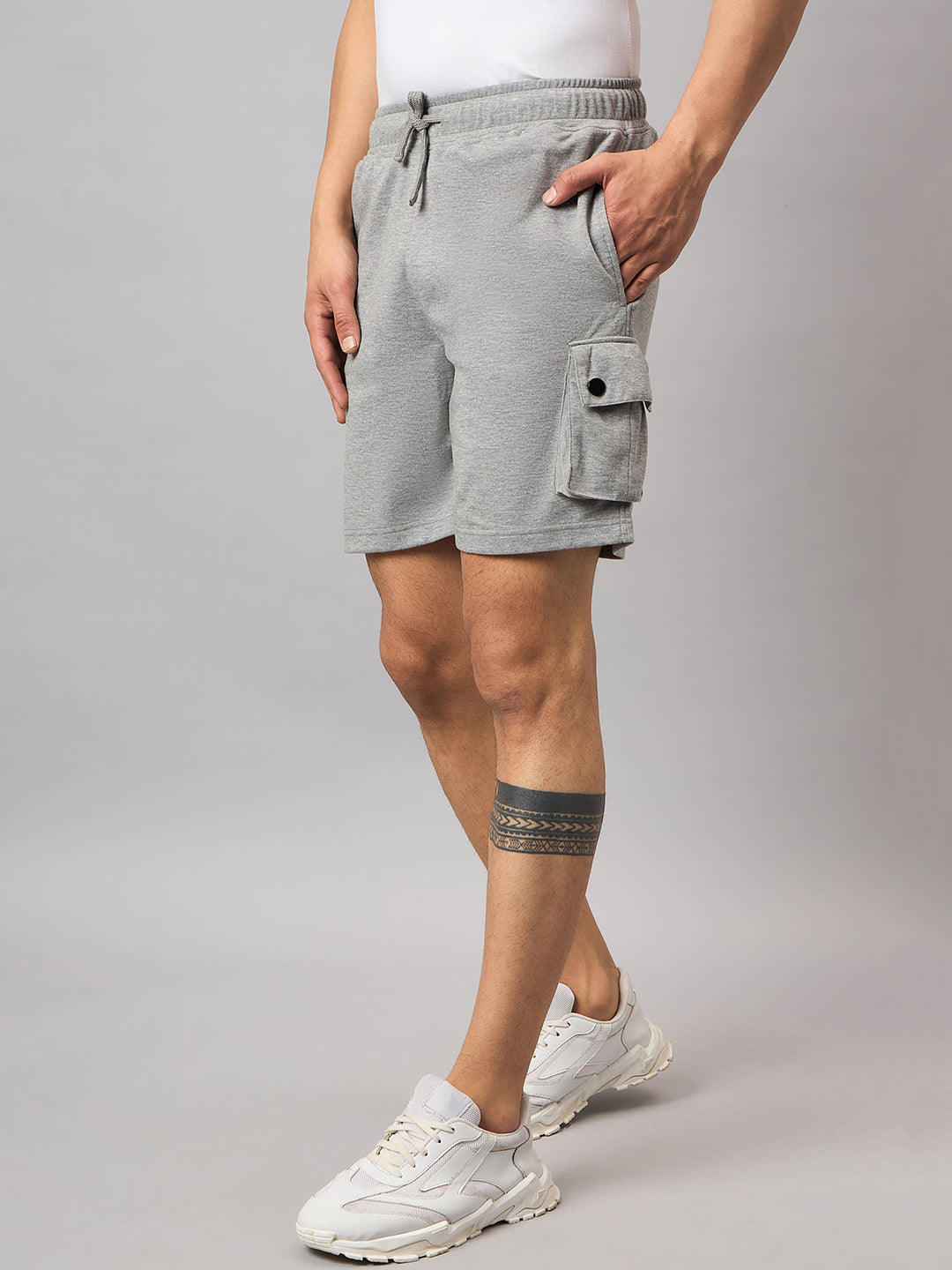 Grey Melange Solid Short