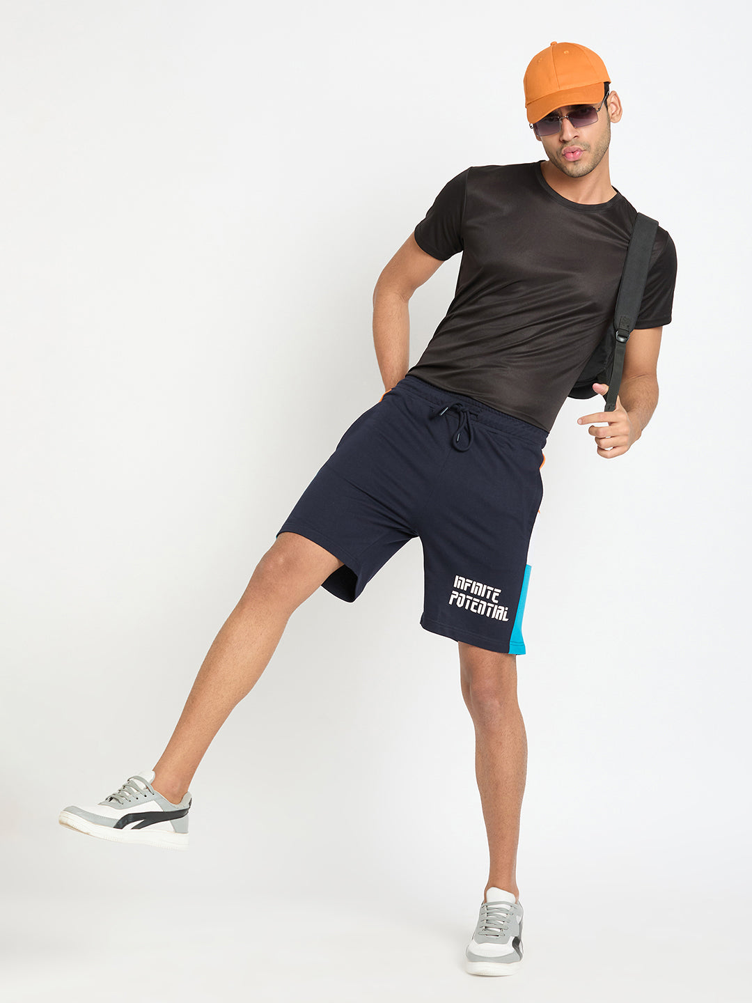Navy Blue Colorblocked Short