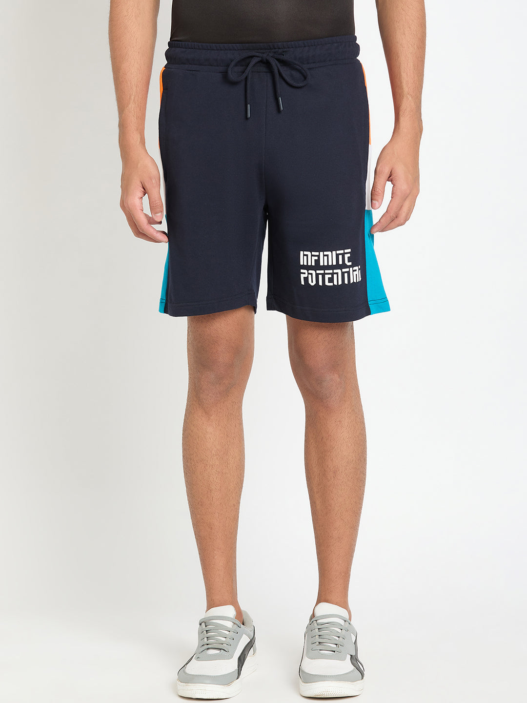 Navy Blue Colorblocked Short