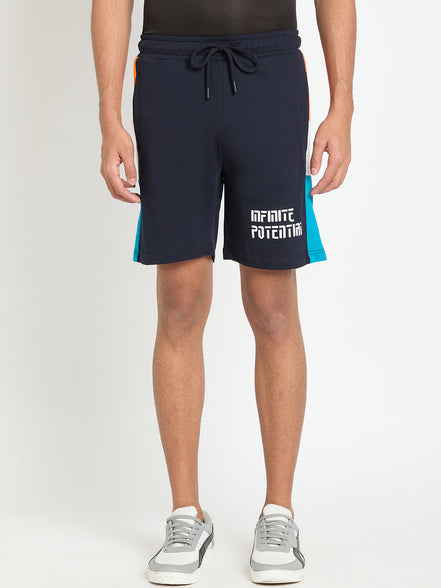 Navy Blue Colorblocked Short