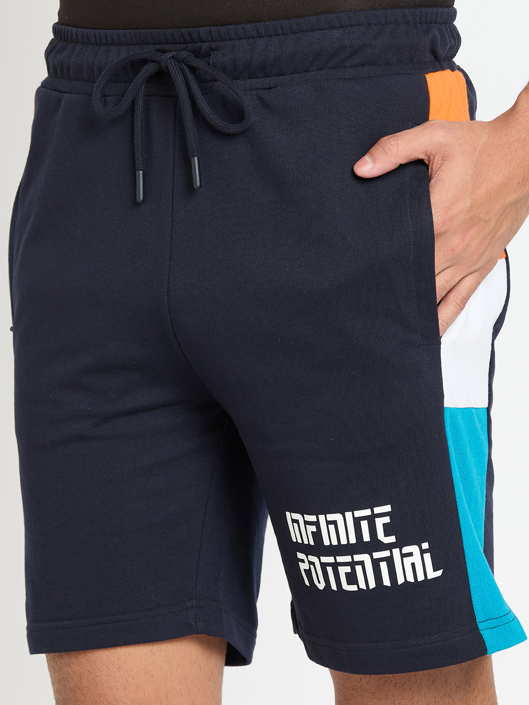 Navy Blue Colorblocked Short