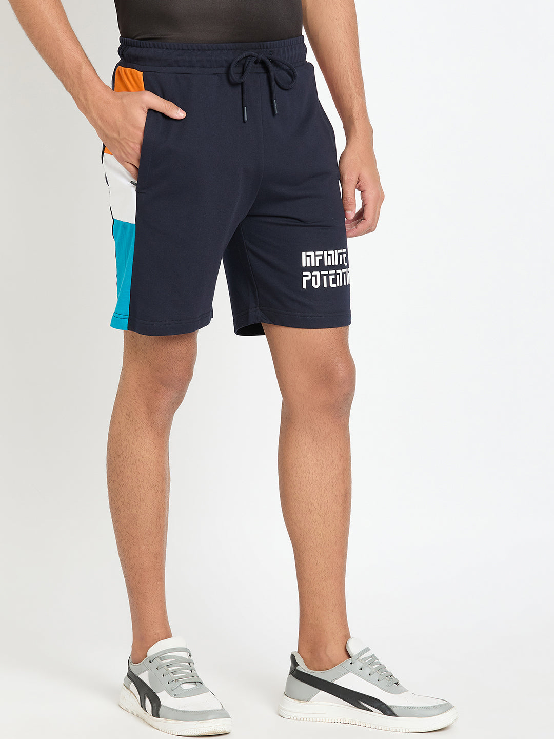 Navy Blue Colorblocked Short