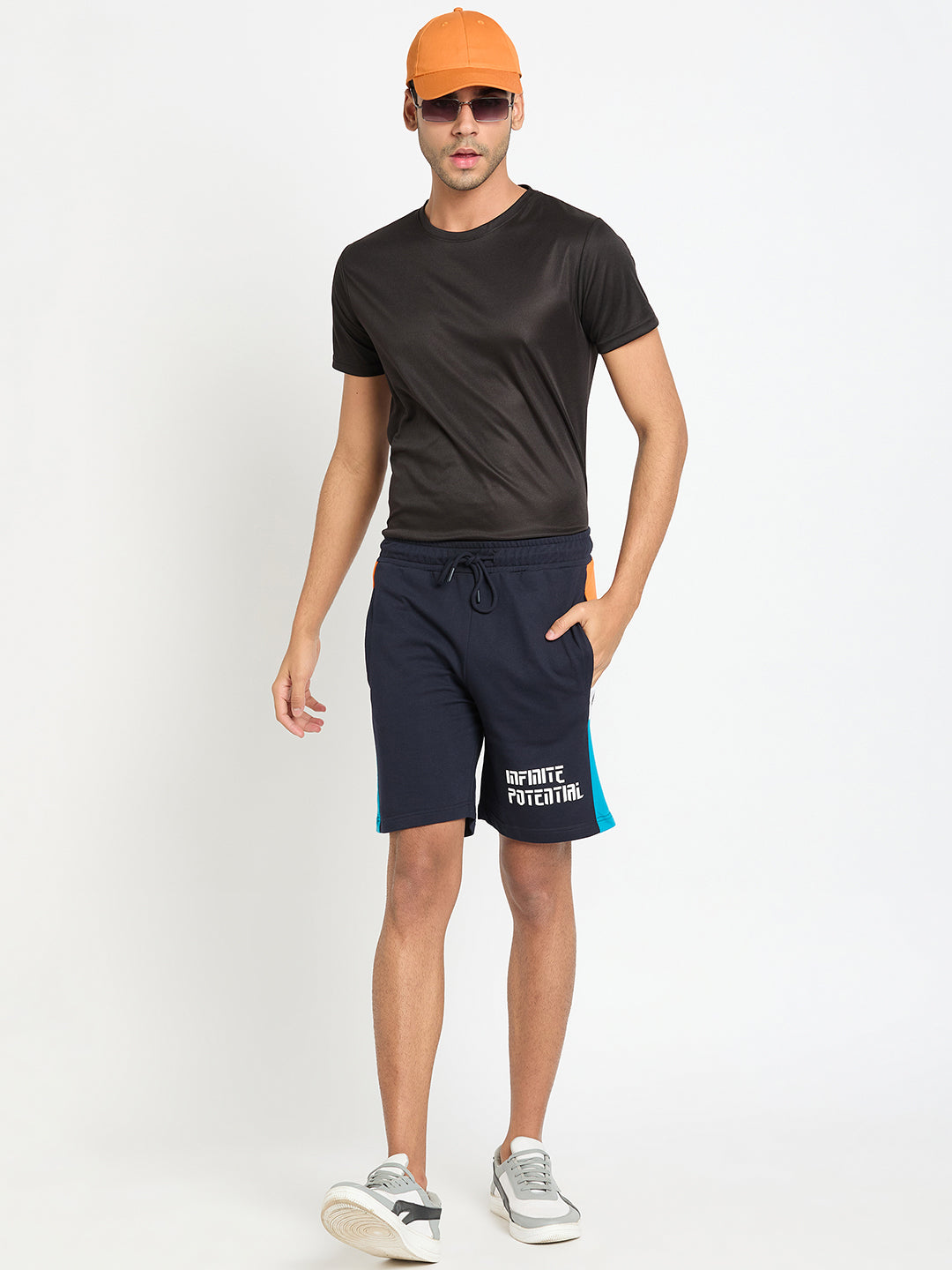 Navy Blue Colorblocked Short