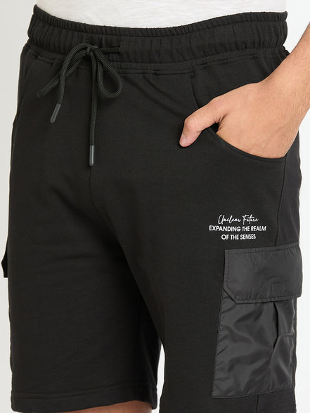 Black Printed Short