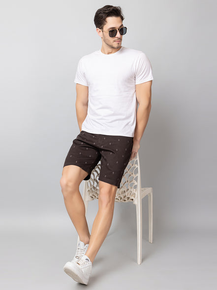 Brown Printed Woven Short