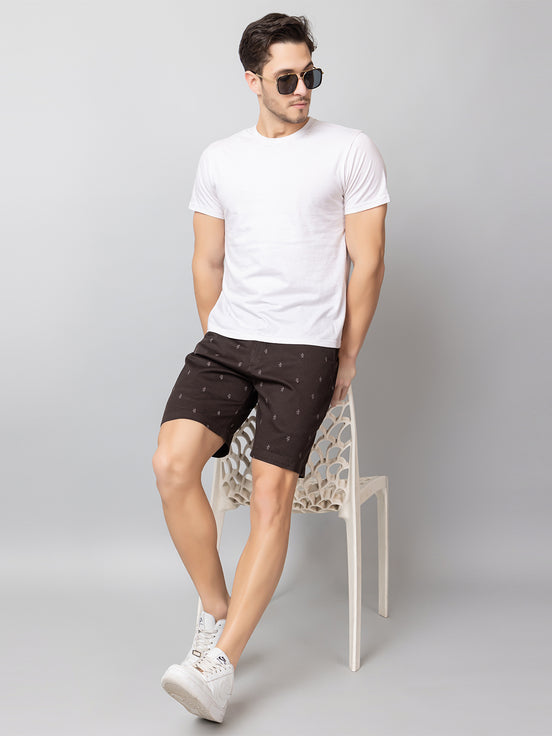 Brown Printed Woven Short