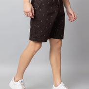 Brown Printed Woven Short
