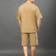 Camel Solid Over Size Short