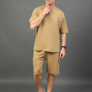 Camel Solid Over Size Short