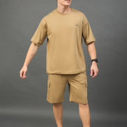 Camel Solid Over Size Short