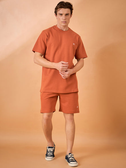 Men Rust Solid Regular Fit Short