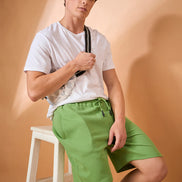 Men Green Solid Regular Fit Short