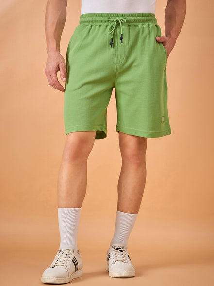 Men Green Solid Regular Fit Short