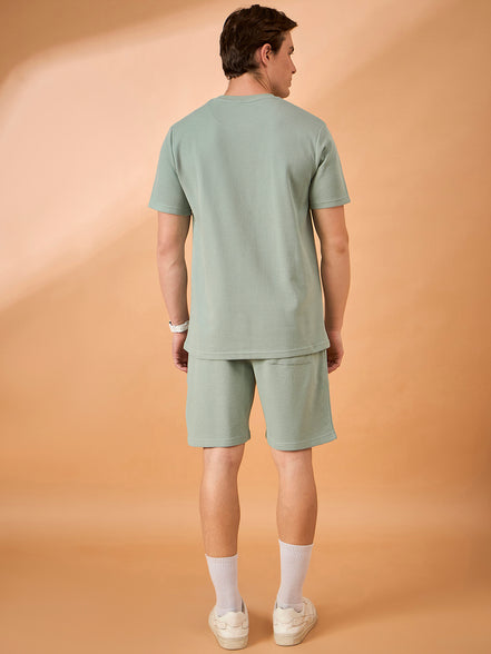 Men Light Green Solid Regular Fit Short
