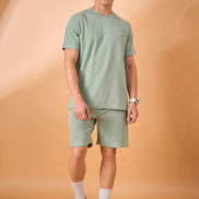 Men Light Green Solid Regular Fit Short