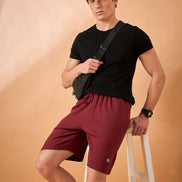 Men Wine Solid Regular Fit Short
