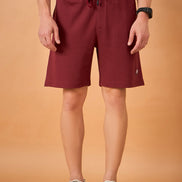 Men Wine Solid Regular Fit Short