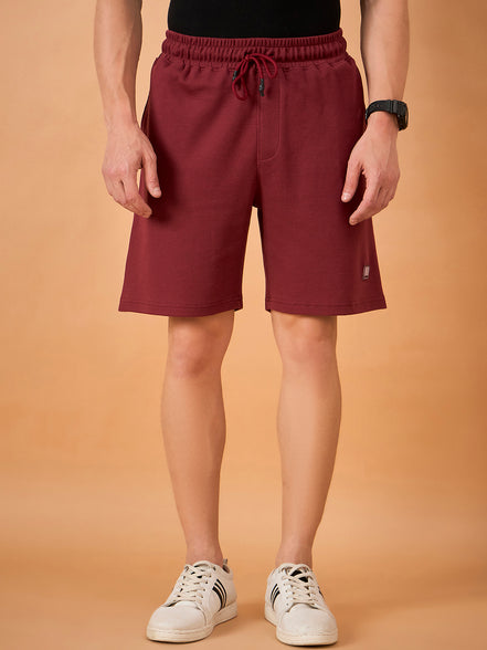 Men Wine Solid Regular Fit Short