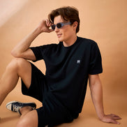 Men Navy Solid Regular Fit Short