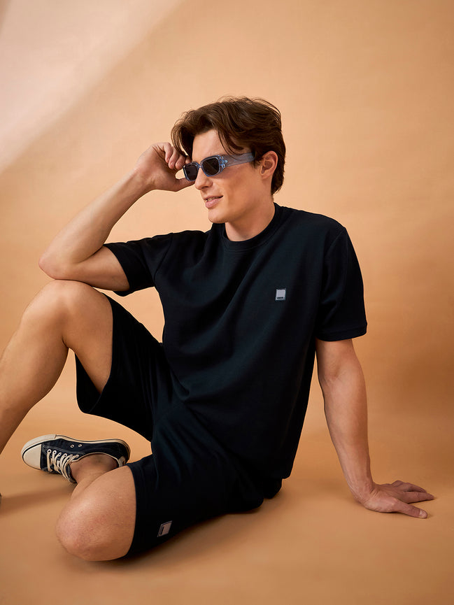 Men Navy Solid Regular Fit Short