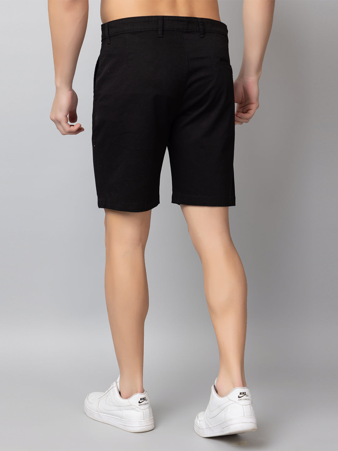 Black Solid Woven Short