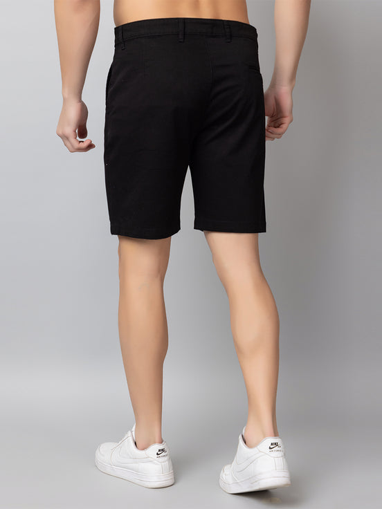 Black Solid Woven Short
