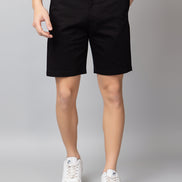 Black Solid Woven Short