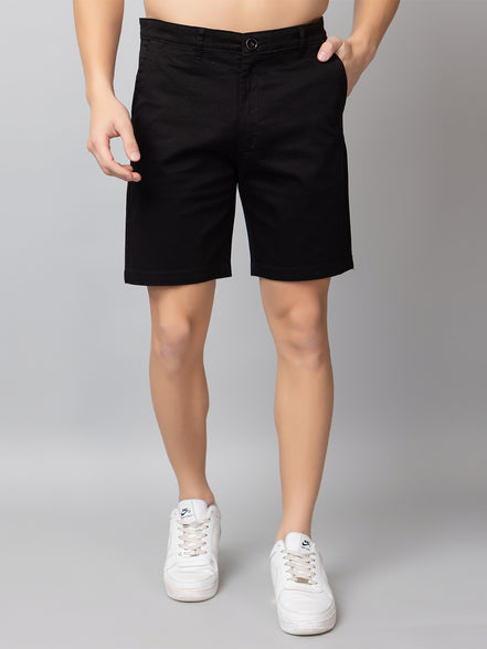 Black Solid Woven Short