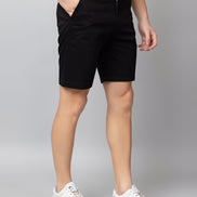 Black Solid Woven Short