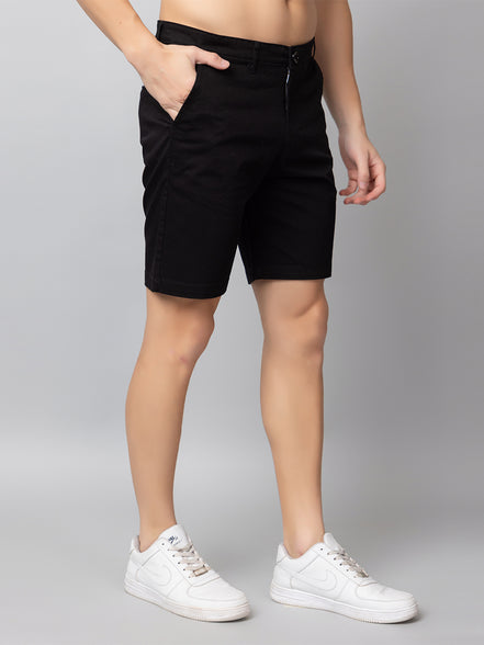 Black Solid Woven Short