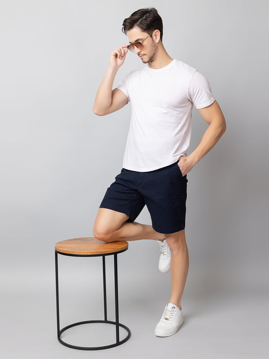 Navy Solid Woven Short