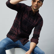 Maroon Full Sleeve Check Shirt