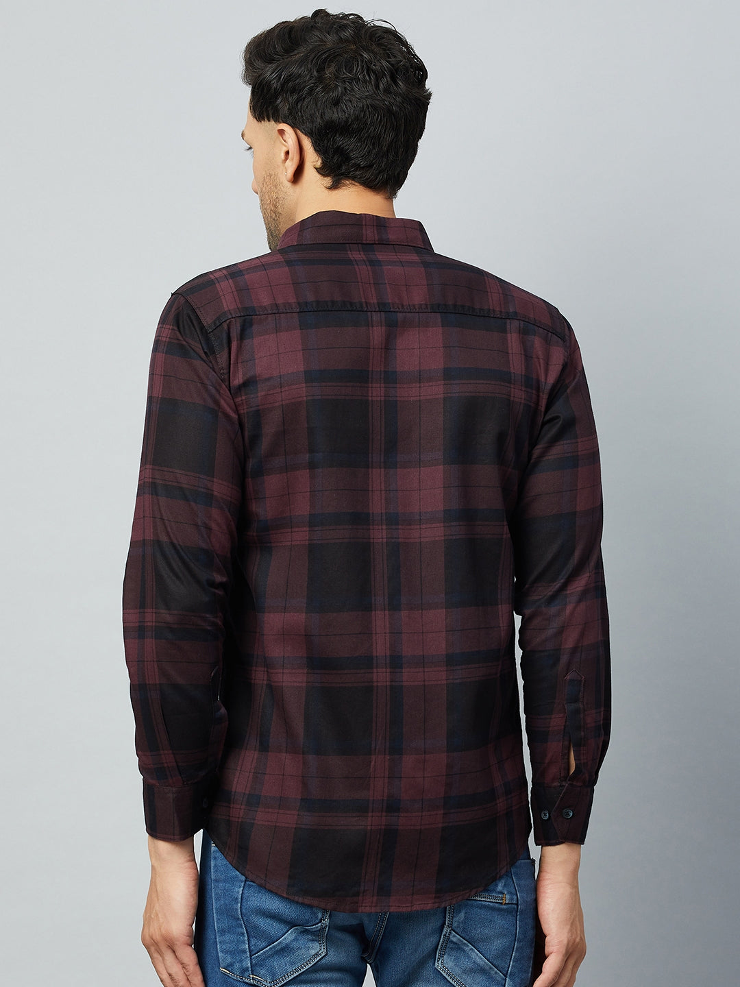 Maroon Full Sleeve Check Shirt