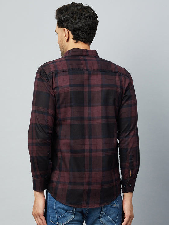 Maroon Full Sleeve Check Shirt