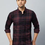 Maroon Full Sleeve Check Shirt